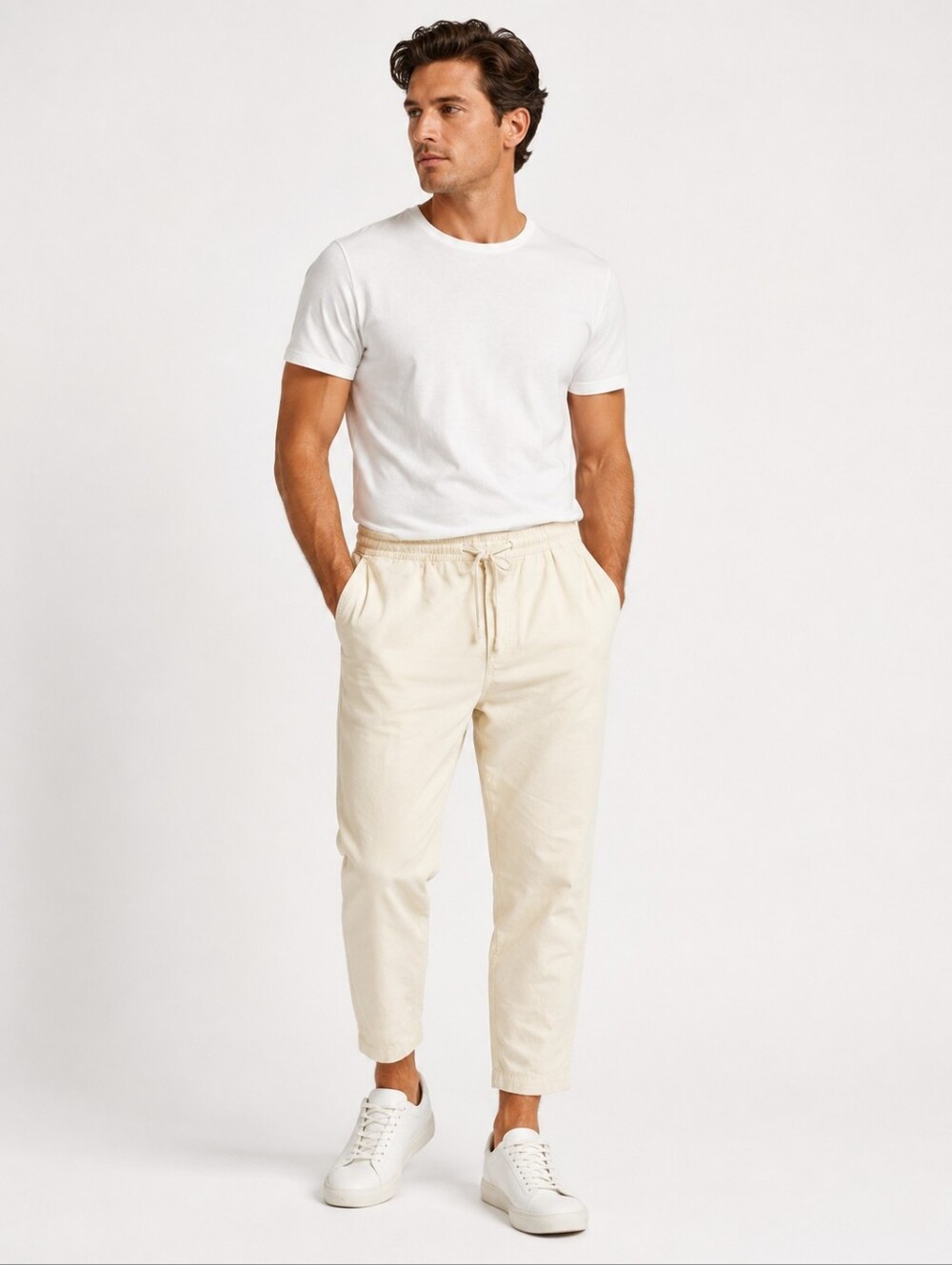 Todd Snyder Cream Drawstring Cropped Weekend Pants Mens Medium
